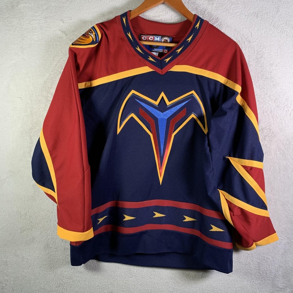 Vintage Atlanta Thrashers Jersey Mens Medium Blue Red NHL Hockey CCM Canada